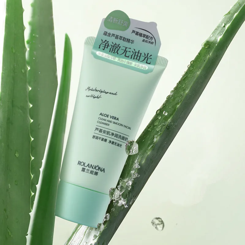 New Arrival Private Label Rolanjona Aloe Vera Extract Cleansing & Soothing Moisturizing Gentle Skin Care Foam Facial Cleanser