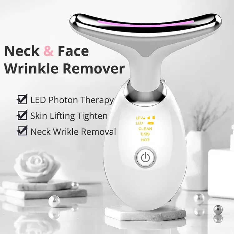 EMS Self heating neck roller massager with heating neck massage Face Massager Vibration Neck Lift