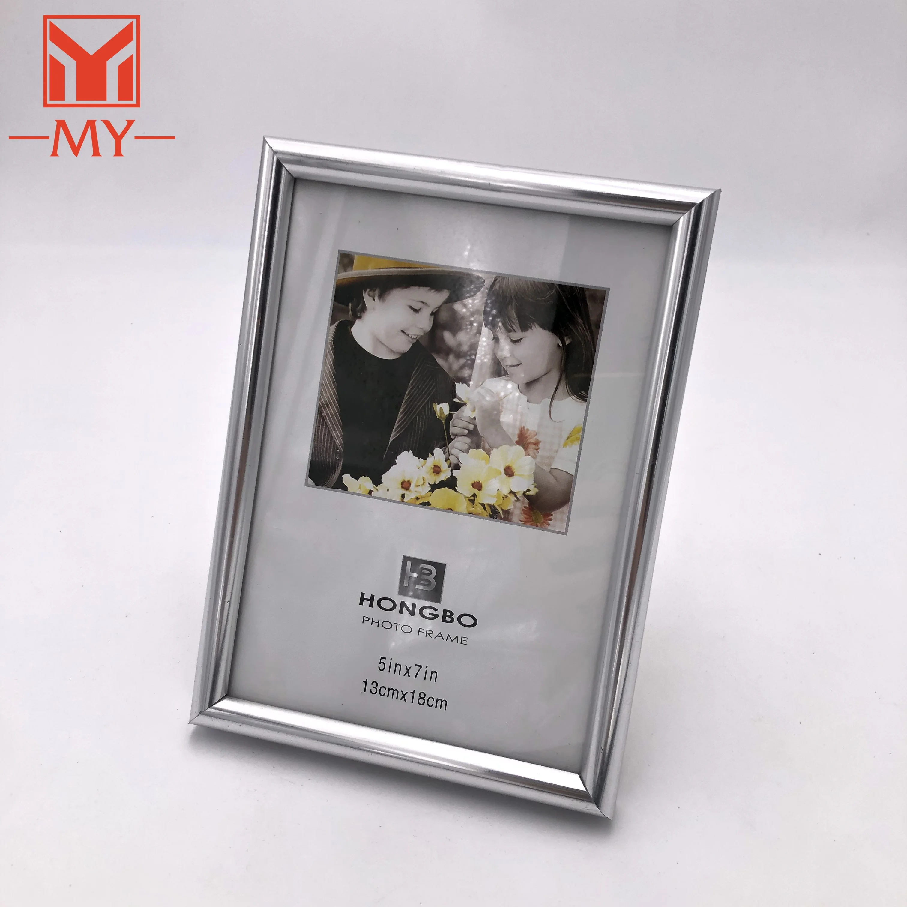 silver PVC photo frames wholesale easy stick customizable plastic mini picture frame easy change
