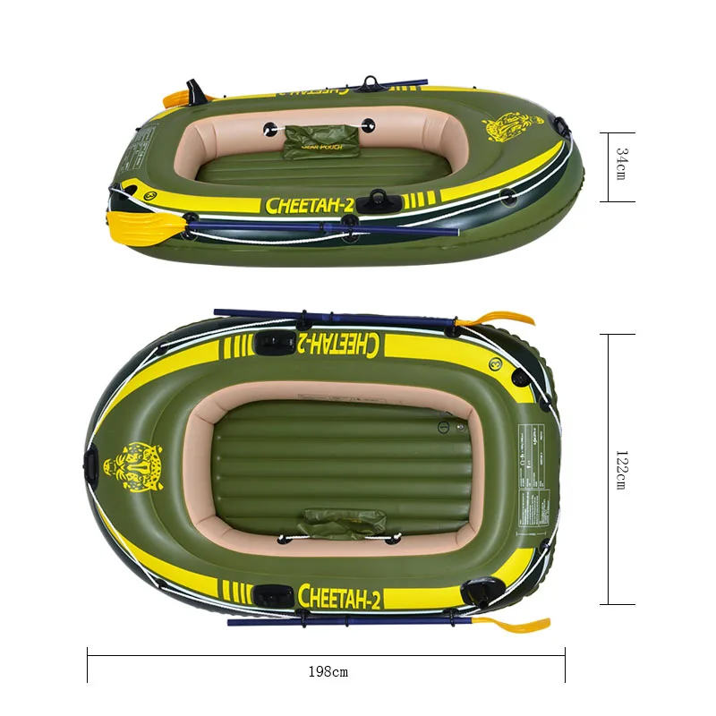 outdoor summer fishing skiff  water floating canoe plastic dinghy inflatable boat for two person