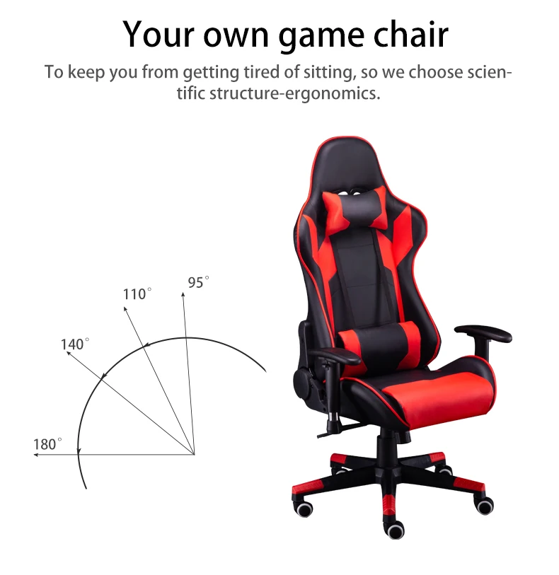 Computer Silla PC Gamer Cadeira Ergonomic Modern Office Silla Gamers Black and Red Luxurious Leather Gaming Chair