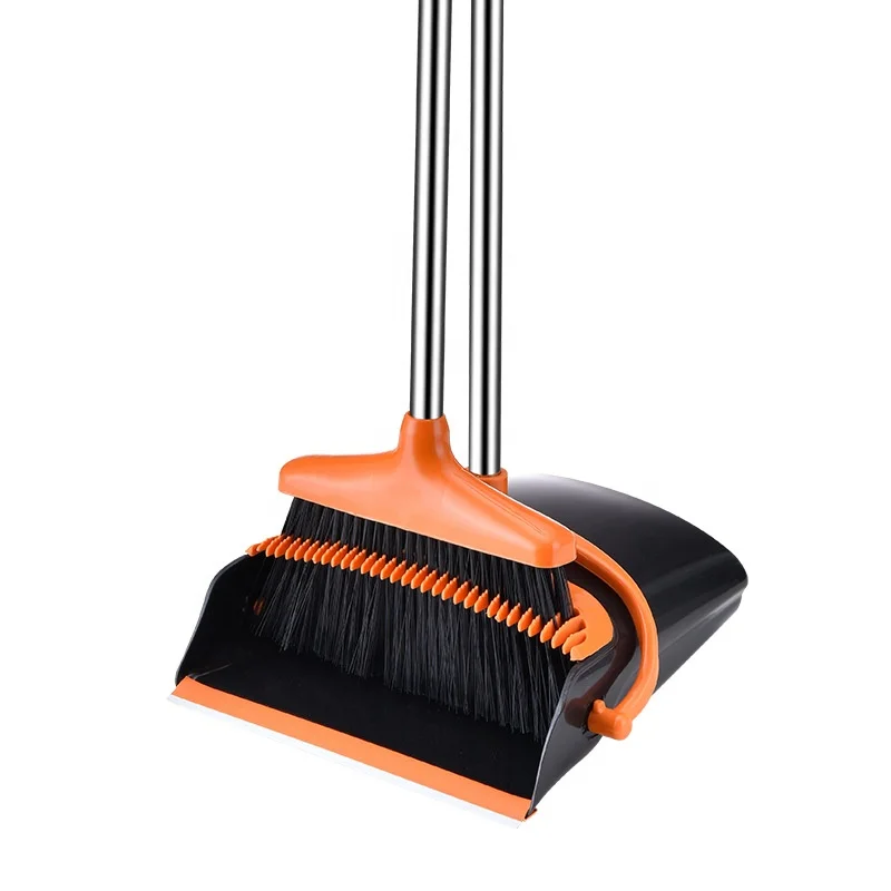 Amazon Hot Sale Stand Up Broom Dustpan Set Cleaning Supplies for Indoor Housewarming Dustpan with Long Handle Broom Combo