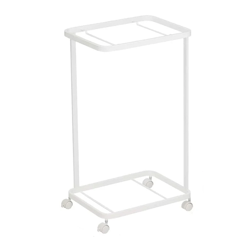 new home 2 tier Wooden handle Dirty clothes basket With wheels Metal wire Frame Laundry Storage cart bathroom organization rack