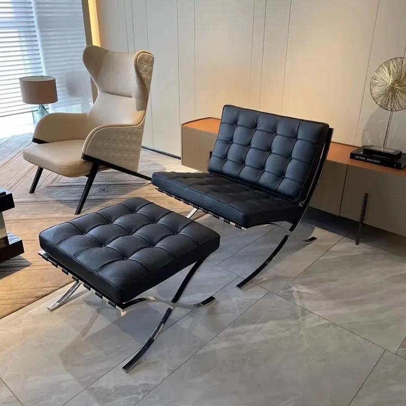 Factory Direct Sale Lounge Chair Modern Metal Leather Leisure Chair Ergonomic Soft Comfortable Chair for Office