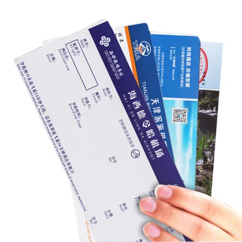 Professional standard useful best quality paper printed flight ticket airline raw material