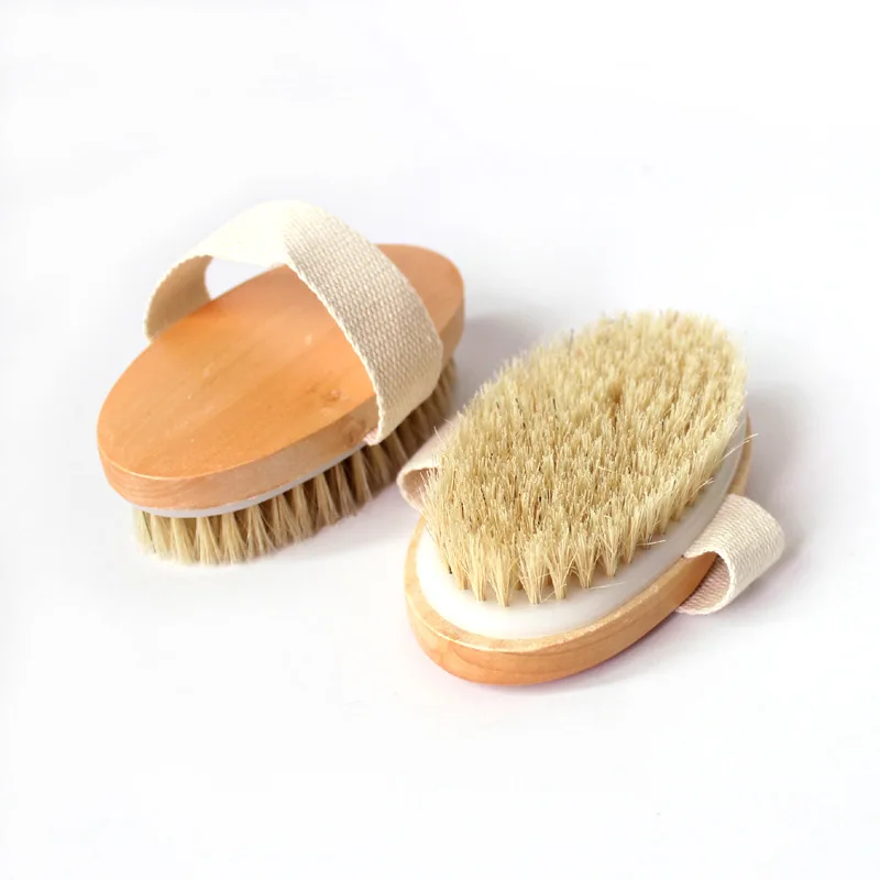 
Drop shipping Cheap Custom 100%Biodegradable Boar Bristles Oval Shape Wooden Body Dry Bath Brush for Shower 