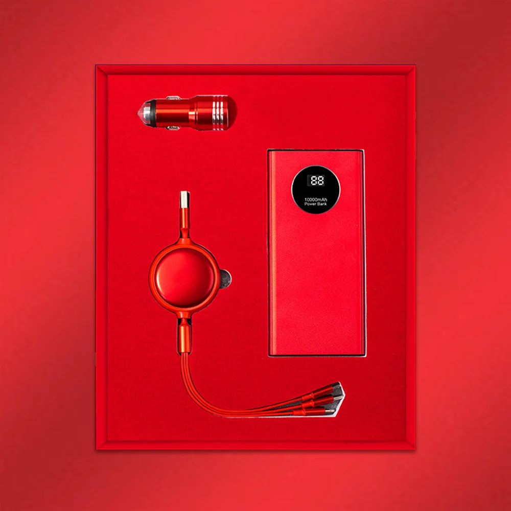 New Year Gift Set With Power Bank USB Flash Drive Plug and Cable Anniversary Gift Set Wedding Gift Boxes