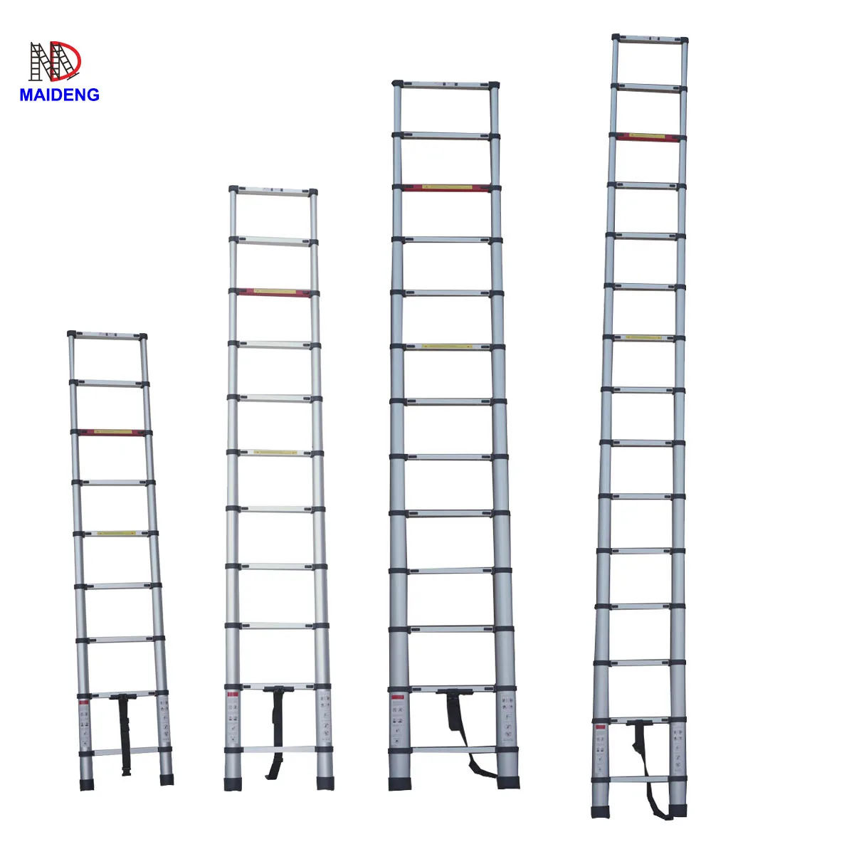3.8m aluminium telescopic ladder with finger protection EN131 approved