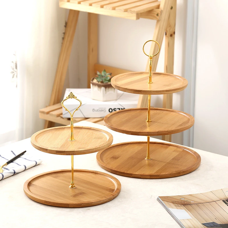 
Круглая деревянная тарелка, полка для фруктов, многослойная тарелка для закусок, Бамбуковая полка для ресторана, посуда, Бамбуковая чаша, многослойная полка 