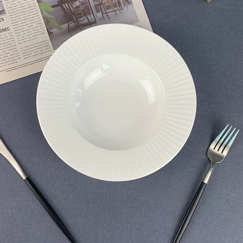 Fine porcelain cheap serving plate Ceramic  tableware bulk white dessert plate for restaurant Dishwasher Safe