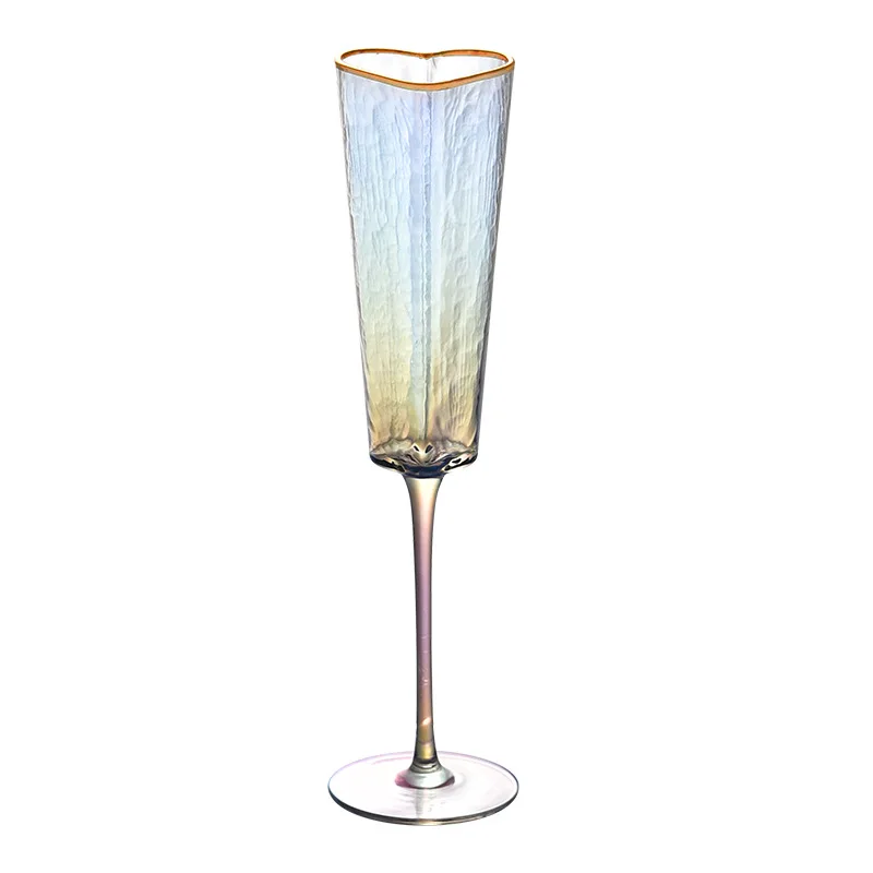 YML factory gold edge Heart dazzling  goblet Wedding party Champagne wine glass  crystal red wine glass high quality wine set