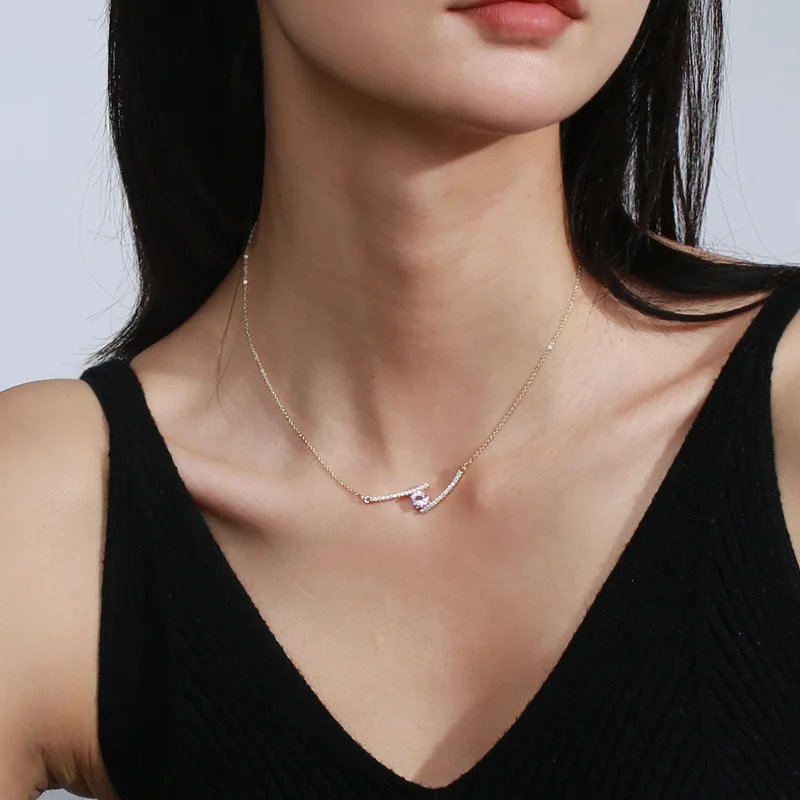 0.5CT D Color VVS Moissanite Diamond Pendant S925 Silver Moissanite Fine Chain Necklaces Simple Light Luxury Women Jewelry