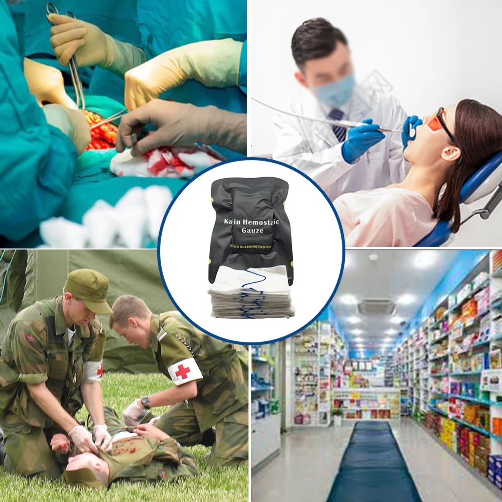 Kaolin Hemostatic Gauze Roll  Hemostatic Gauze Ce First Aid Kit  Absorbable Hemostat Print Logo Far Infrared 43g