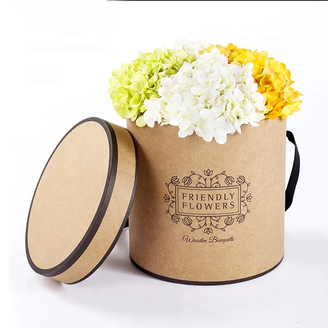 Custom Printed Cylinder Shaped Flower Hat Box Round Paper Box for Flowers
