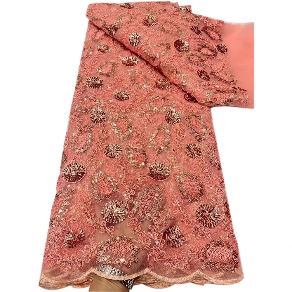 Африканский нигерийский Тюль сетчатая кружевная ткань высокого качества с вышивкой блестками для праздничного