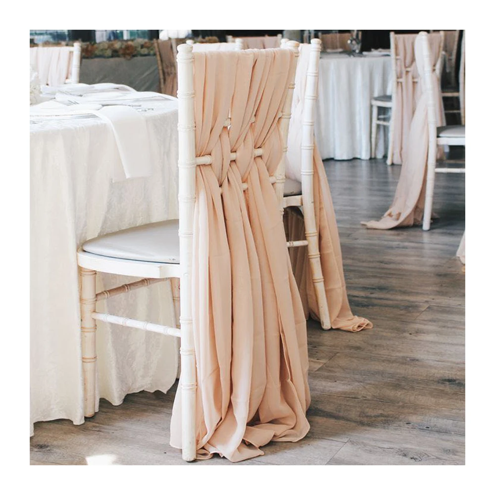 Wholesale Popular Chiffon Chair Sashes Polyester Elegant Chiffon Chair Sashes