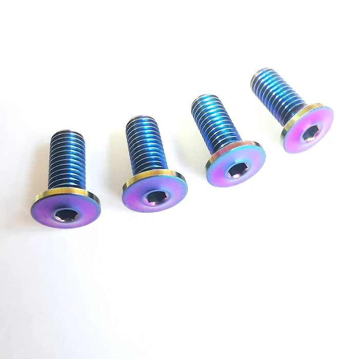 Rainbow M4 M5 M6 Grade5 titanium screw bicycle produced by Chinese Baoji suppliers