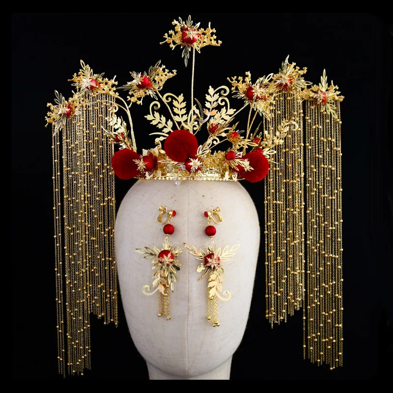 
classical retro hair accessories bride wedding use headwear headband flower tassel 