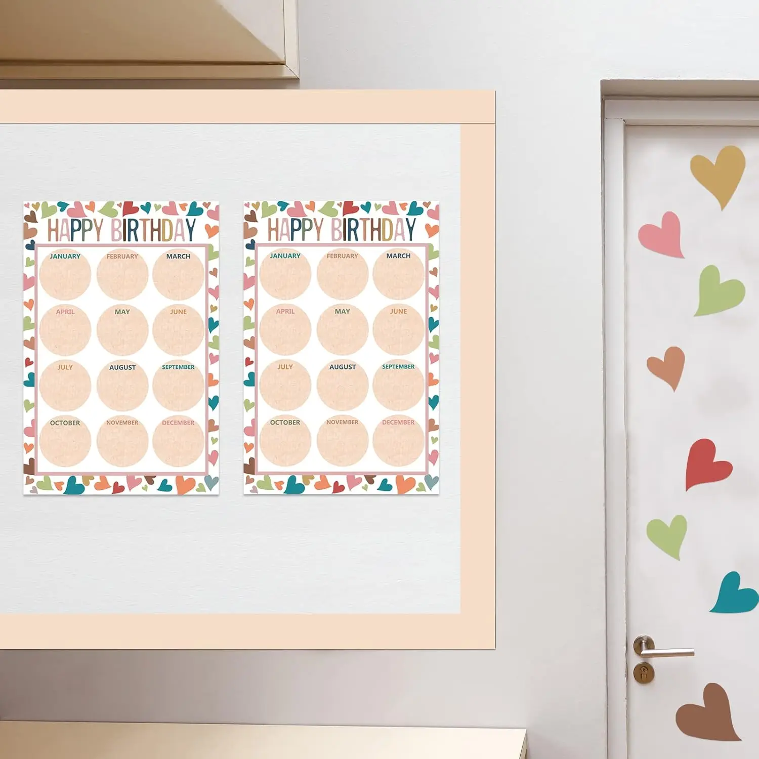 Birthday Bulletin Board Decorations Birthday Calendar Posters Boho Happy Birthday Chart Poster for Classroom