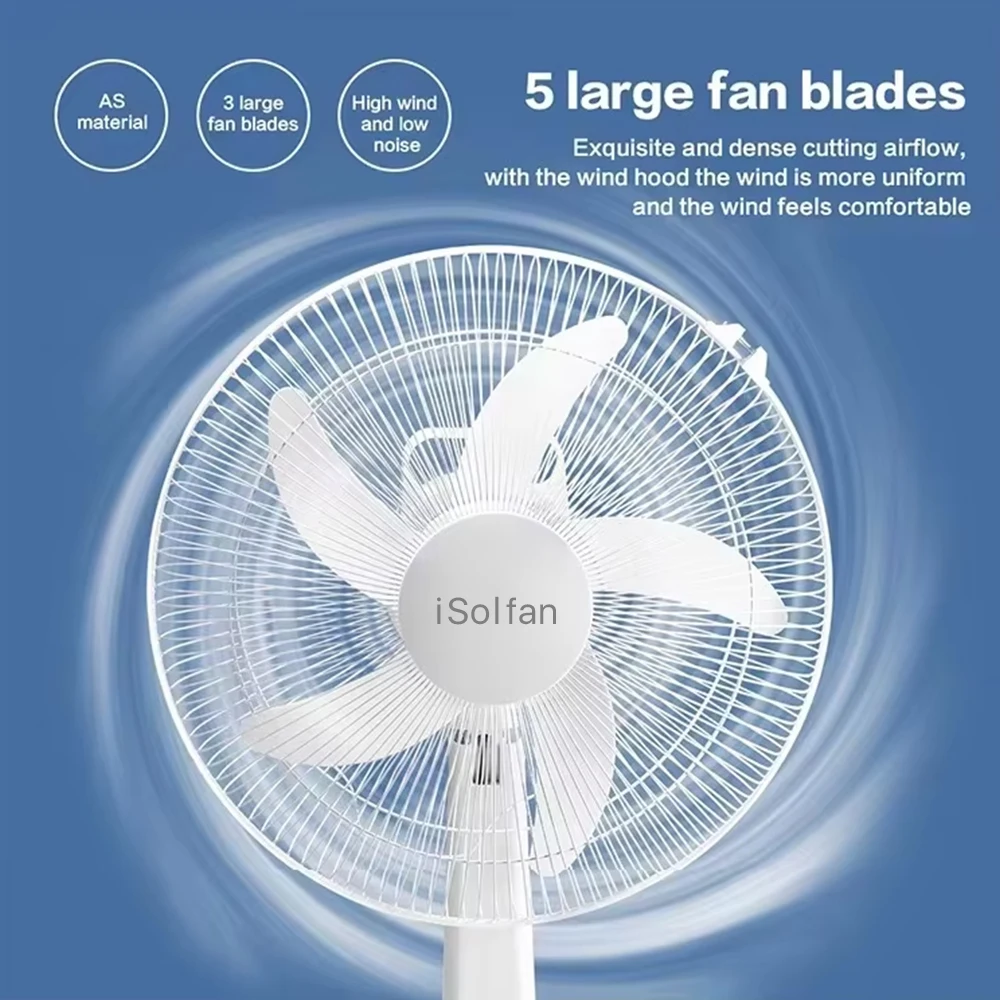 iSolfan Electric Energy Charge Solar Powered Table Fan with Solar Panel Light and Rechargeable Battery Set for Home and Camping
