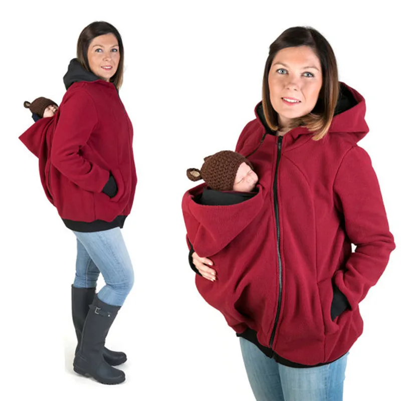 YSMARKET Baby Carrier Jacket Kangaroo Outerwear Hoodies &Sweatshirts Coat for Pregnant Women Pregnancy Baby Wearing Coat Women L