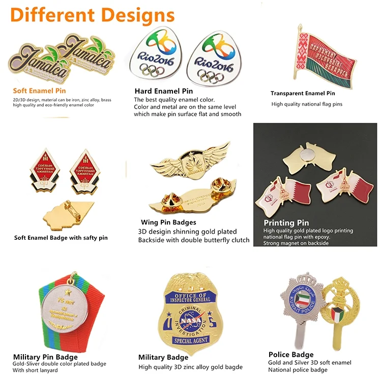 Gold Metal Pins Wholesale Clothe Flag Scarf Hat Safety Anime Soft Hard Enamel Pin Badge Custom Lapel Pin for Cap Suit Men Women