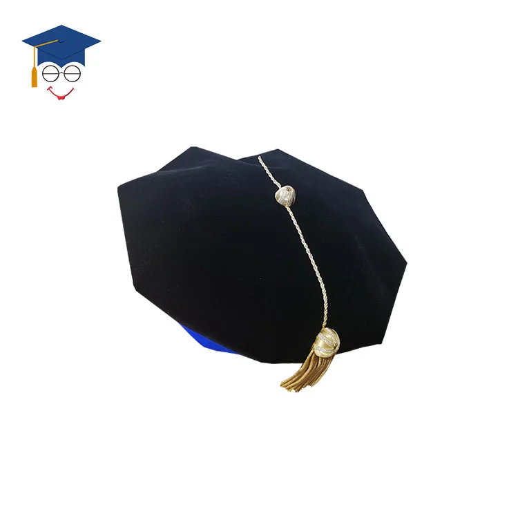 High Quality Graduation 8 Tam with Golden Bullion Tassels