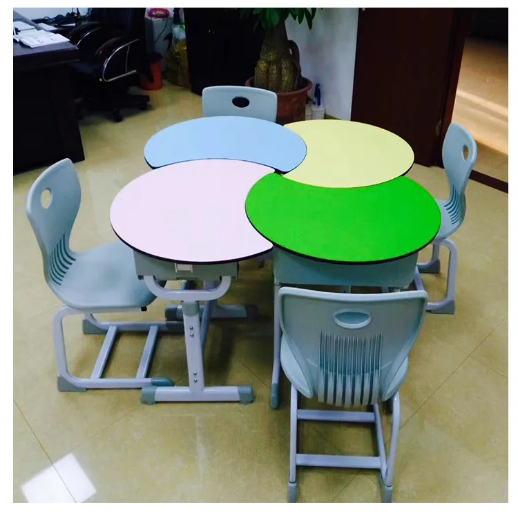 COMNENIR School Furniture for Training Classrom Student Table and Chair College Desk with Move Wheels
