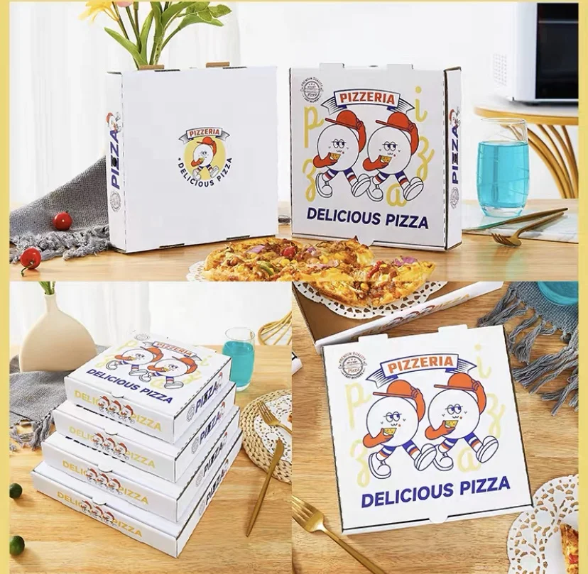 Wholesale Pizza Box Cheap Price Custom Printed Personalised All Size Hamburger Kraft Corrugated Paper Pizza Boxes With Logo