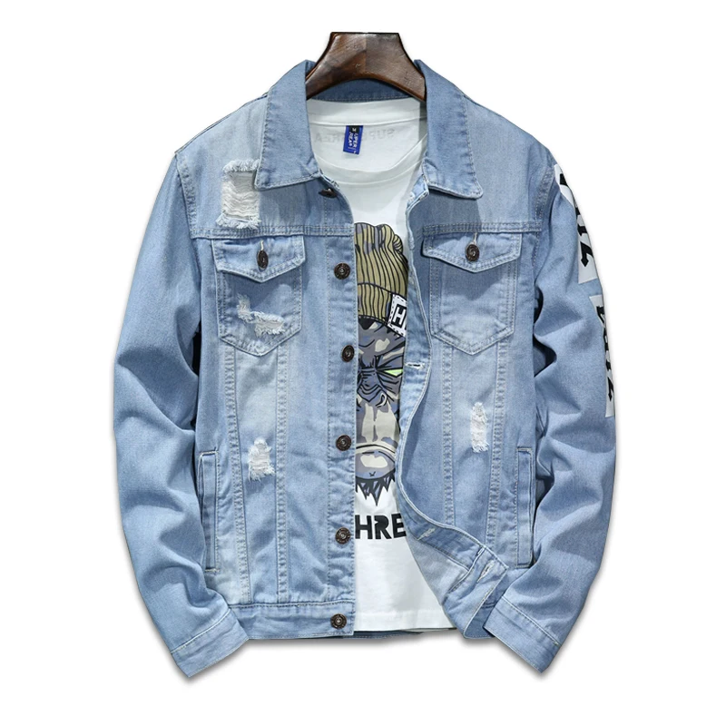 Worth buying men jean jackets Classic Casual Denim Jacket Fashion Hip Hop Streetwear Jacket