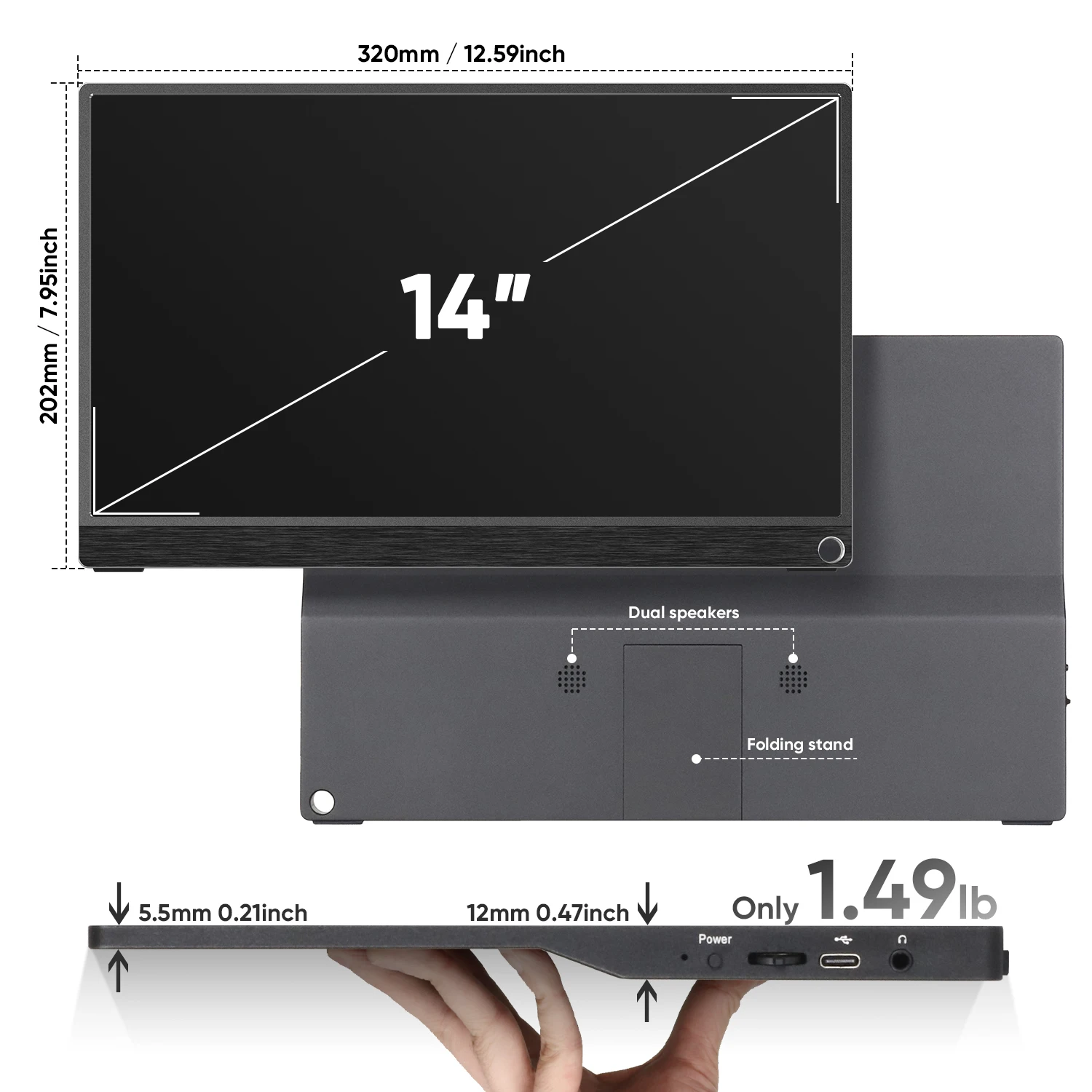 SIBOLAN 14 дюймов 1080P FHD Full HD игровой USB портативный Portatil монитор экран расширитель для ноутбука мобильный