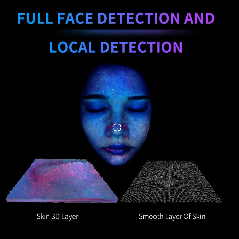 Smart Facial Analysis Skin Care Machine Wesipull 8 Spectra Mode 3D Skin Analyzer Detect Skin Moisture Acne Analysis