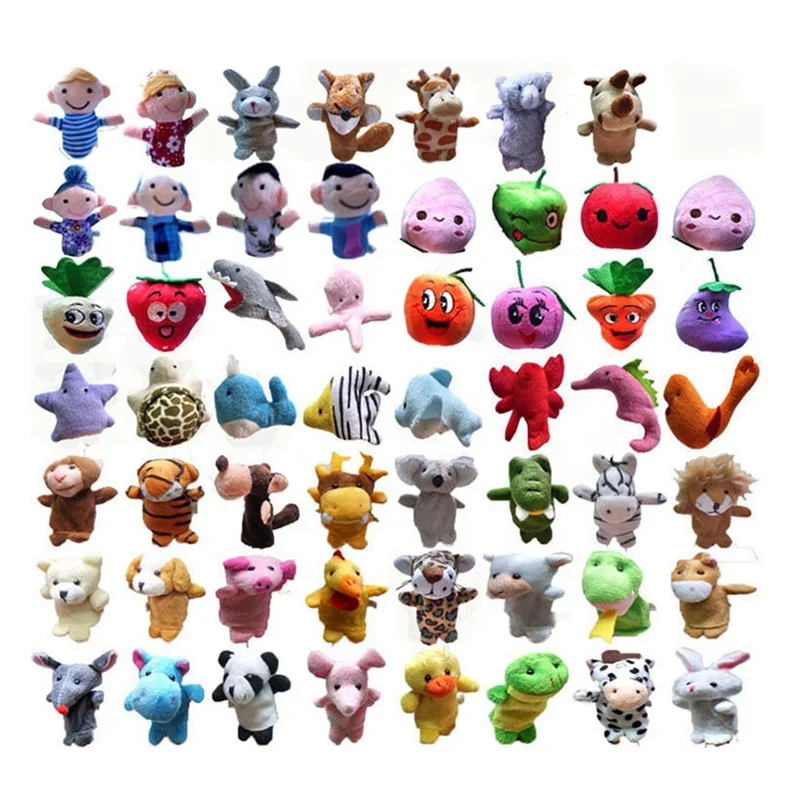 
10 pcs Baby Story Animal 3D Rabbit Pig Doll Kids Toys Educational Plush Dog Finger Puppet 