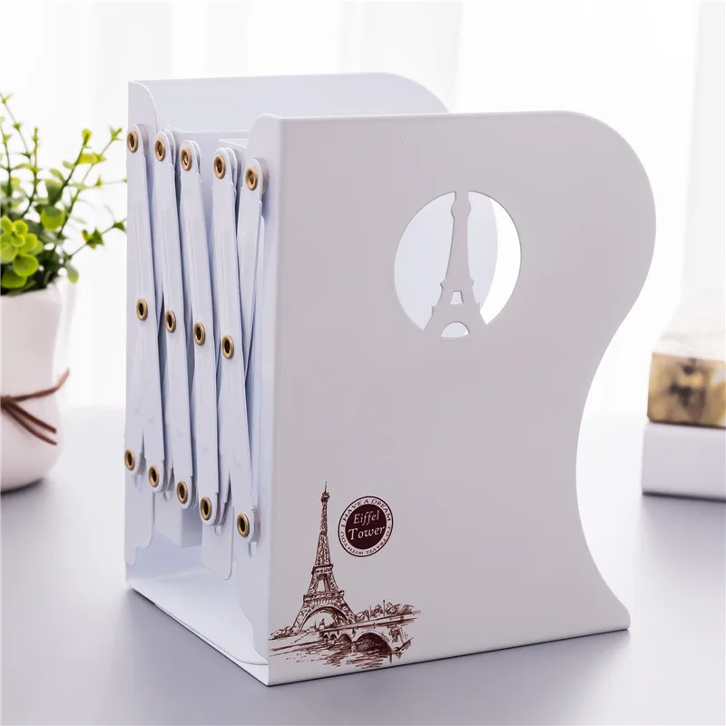 Wholesale Famous Architecture Bookshelf Metal Folding Metal Hollow Student Office White Book Stand Bookends