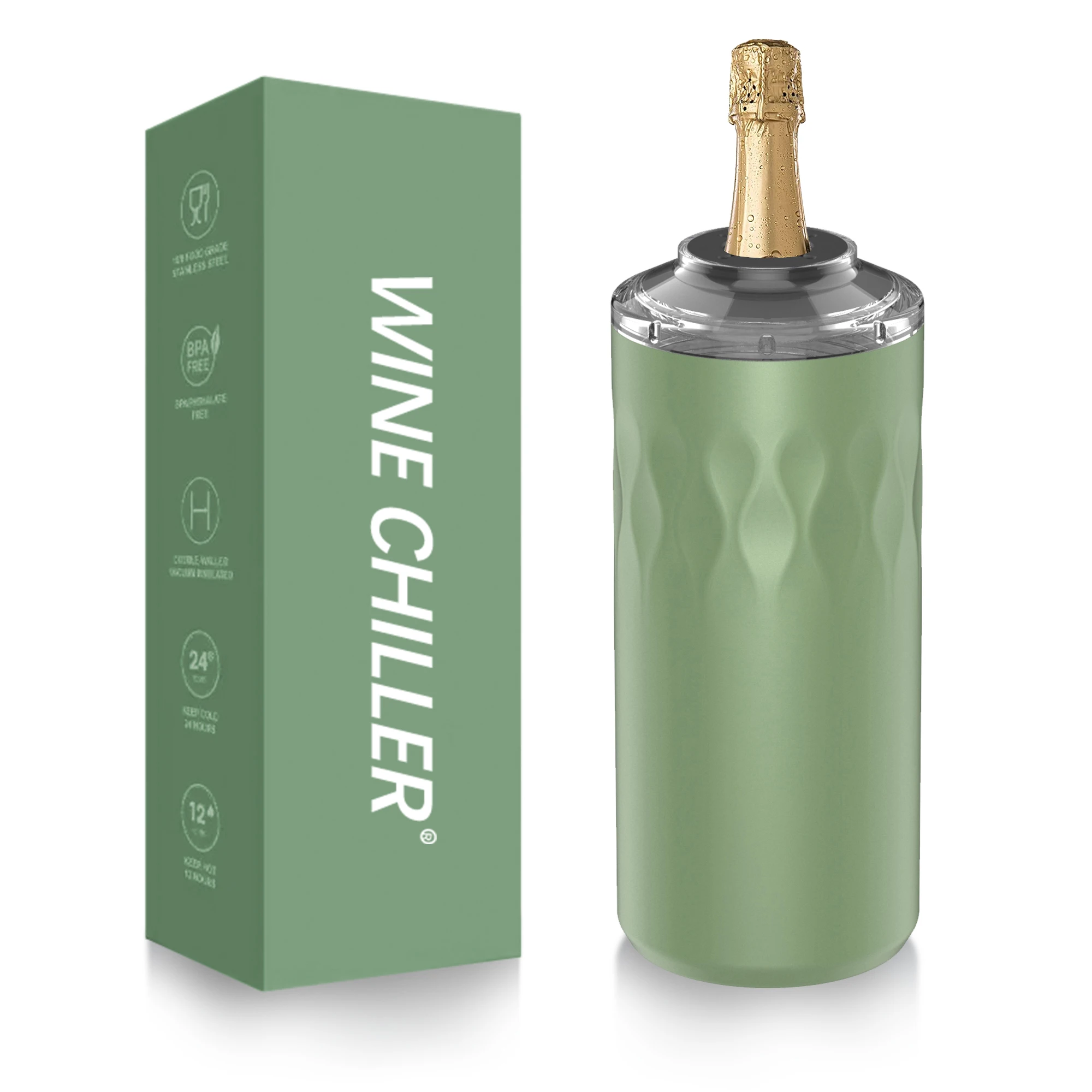 Hot selling Wine Bottle Chiller Champagne Insulator Stainless Steel Wine Cooler Sleeve ice bucket