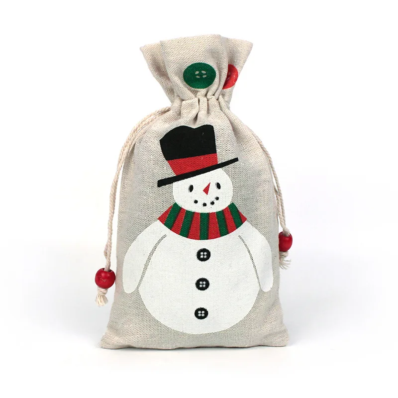 new arrival santa sack merry christmas gift jute drawstring pouch bag for children