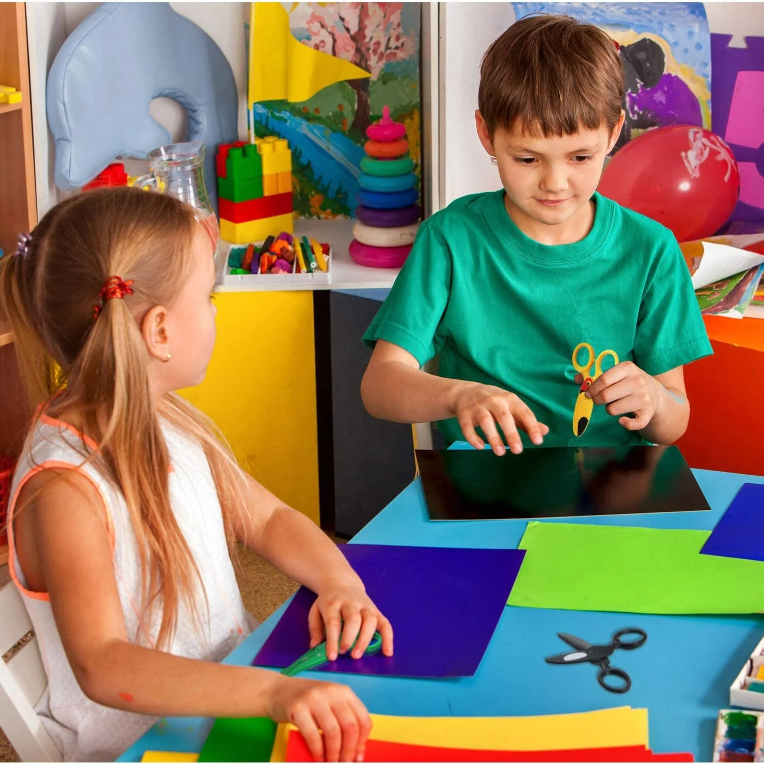 3 Pieces Toddler Safety Scissors Set Kids Plastic Art Craft Cutting Scissors