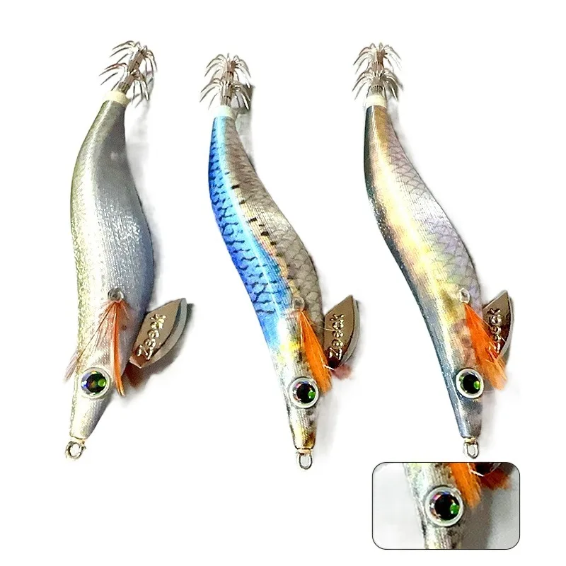 XINA 4 times louder More Attractive salt feather jigs hooks wood shrimp lure soft squid jig shrimp squid lure