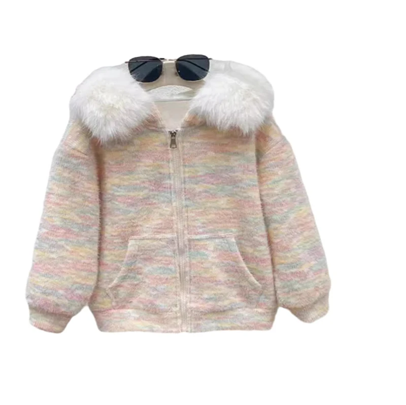 2024 New Style kids Autumn and Winter Suit Velvet Thincked Fashion jackets and pants Girls Set