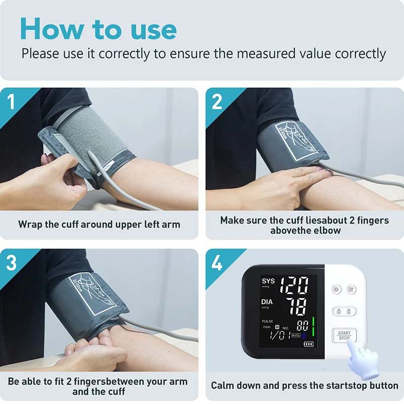 Digital Arm Wrist BP Blood Pressure Monitor Tensiometer Tonometer Automatic Sphygmomanometer Heart Rate Pulse Meter
