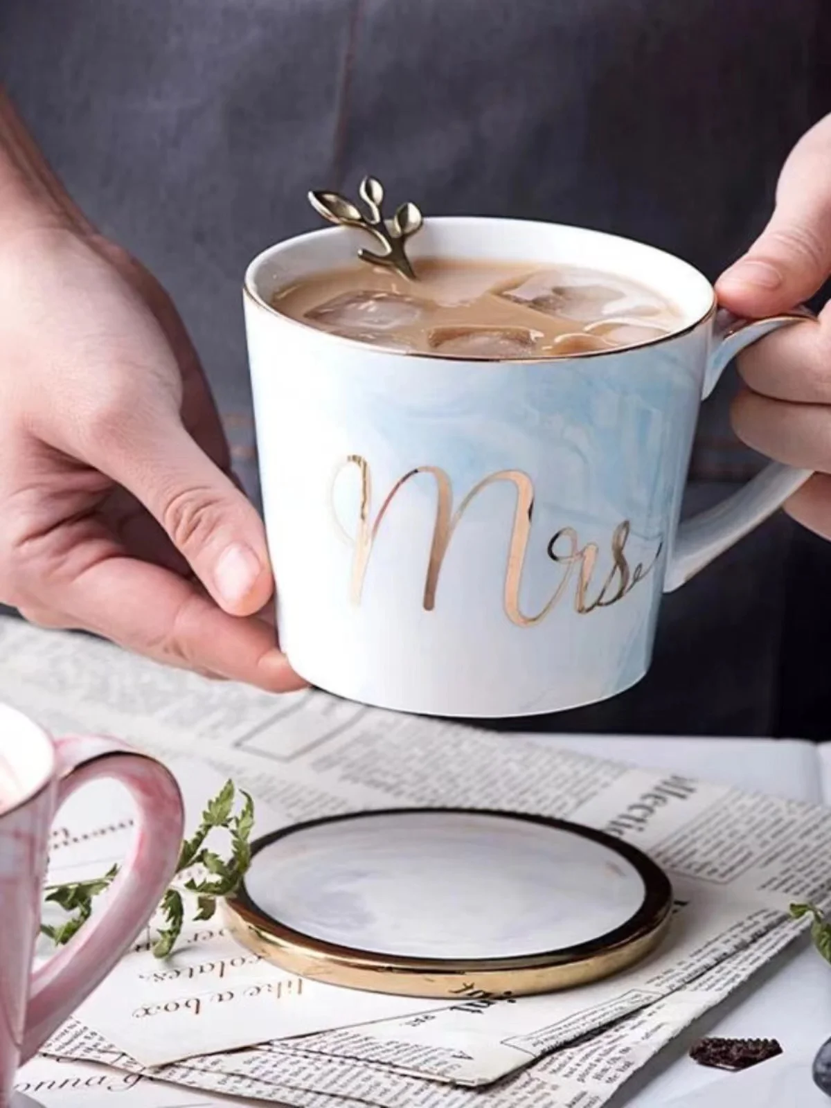 Hot sale hand made decorative custom drinkware wholesale porcelain marble coffee mug