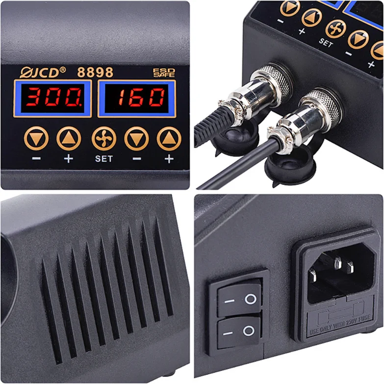 8898 Hot Air Gun Desoldering Station 750W Dual Digital Display Two-in-one Temperature-controlled Welding Station Heat Gun 1.05kg