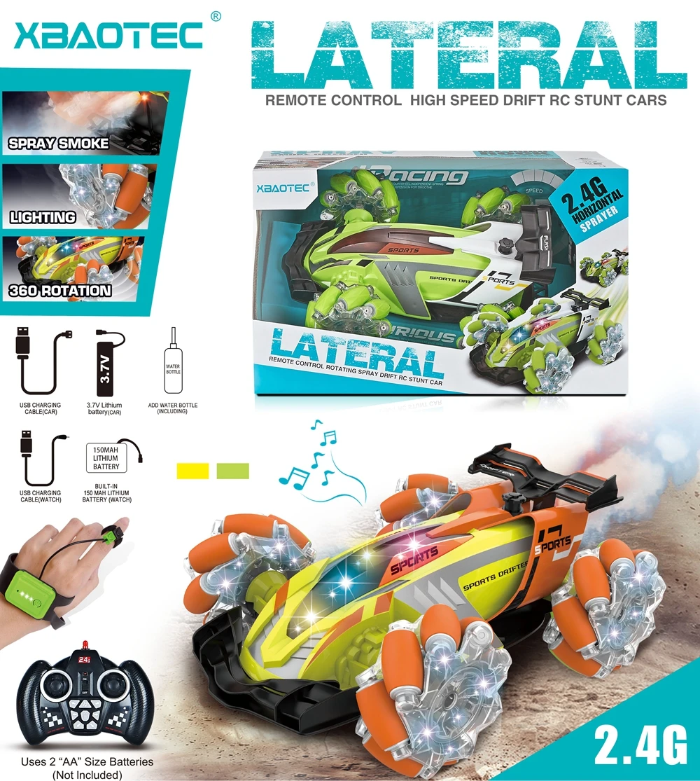 1:16 remote control car toy car function: elegant, spray, music, lighting. Double remote control gesture control