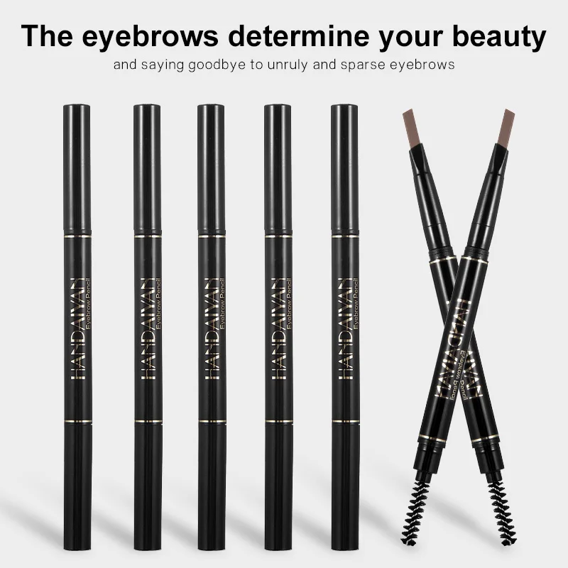 5 Color Automatic Rotating Eyebrow Pencil Double Head Waterproof Non-Smudge Triangle Eyebrow Pencil