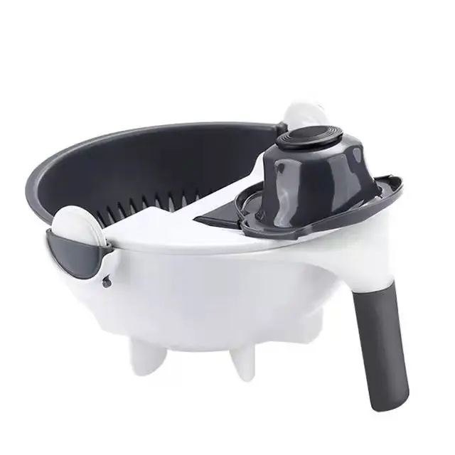 9 in 1 Multifunction Magic Rotate Vegetable Cutter with Drain Basket Large Capacity Vegetables Chopper Veggie Shredder