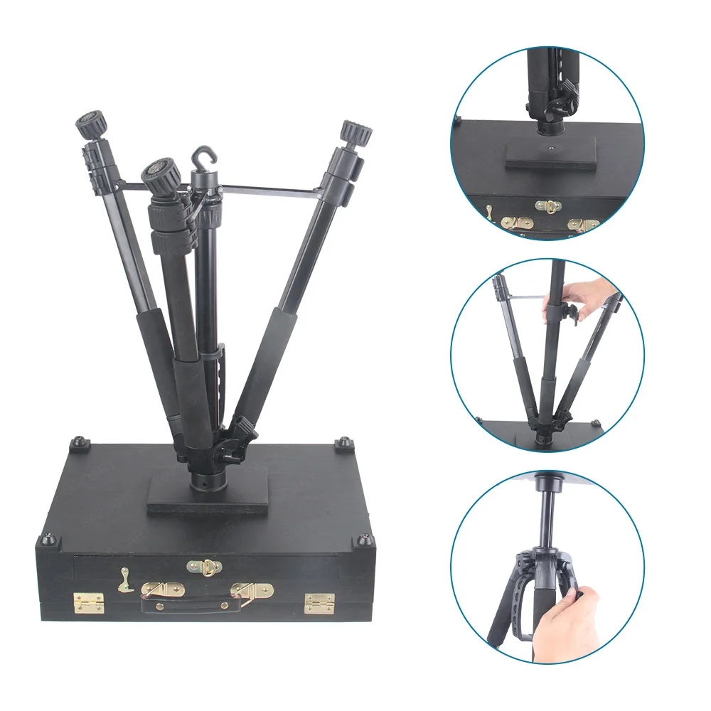 SINOART Aluminum legs wooden Box Easel Portable Detachable tripod base easel box Artist travel Lightweight french easel