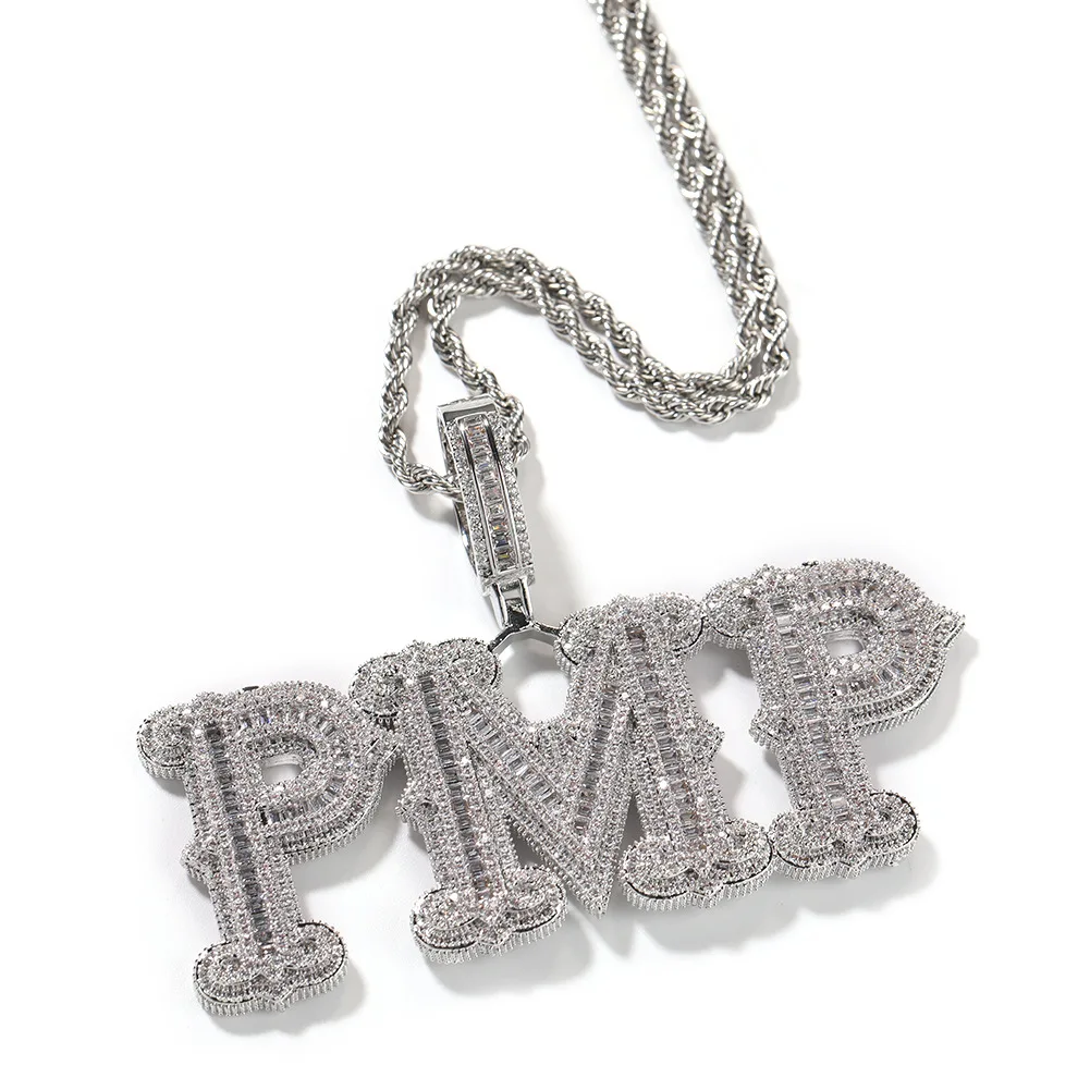 New Arrival Iced Out Name Necklace Hip Hop Bling Name Pendent With Free Rope Chain