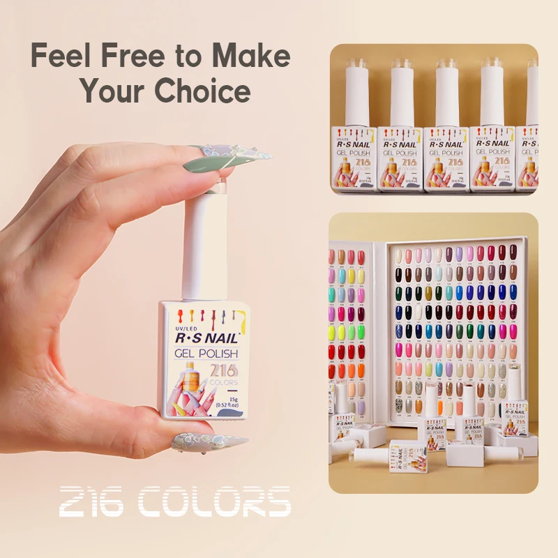 2024  R S Nail Factory Create Your Own Brand 3 Step UV Gel 216 ColorsGermany Nail Polish  Hema Free 15Ml Nail Art Pure Color Gel