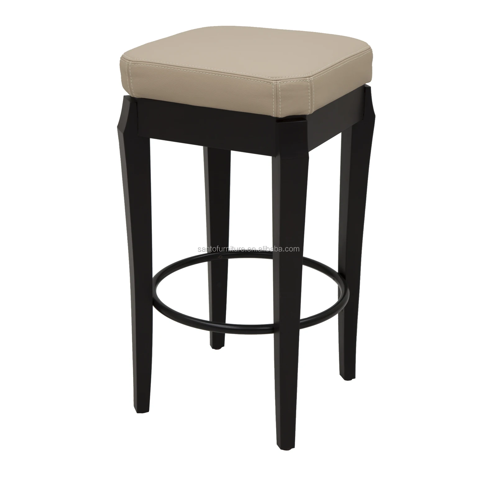 Black Bar Counter Stool Home Casual Cafe Furniture Stainless Steel Base Metal Custom High Bar Chairs Leather Modern Bar Stools