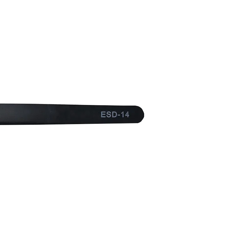 
ESD-14 Black Stainless Steel Safe Antistatic Industrial ESD Tweezers for Mobile Repair Tools 